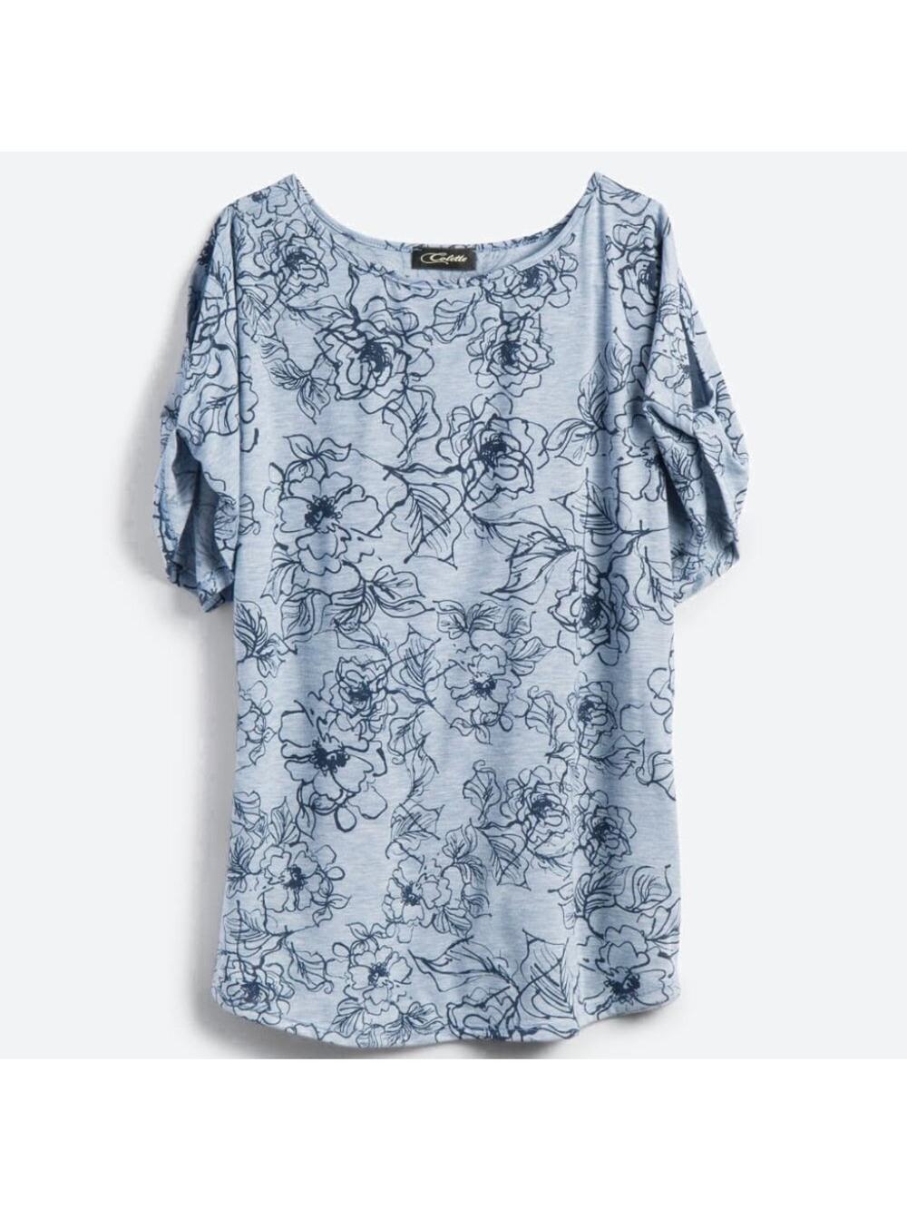 Colette Blue Navy Floral Cold Shoulder Top | S